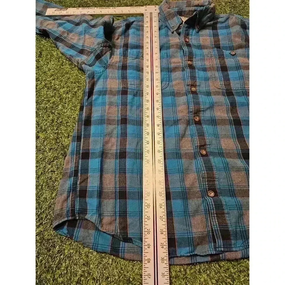 Duluth Trading Shirt Adult Large Blue Plaid Heavy Cotton - Picture 5 of 6